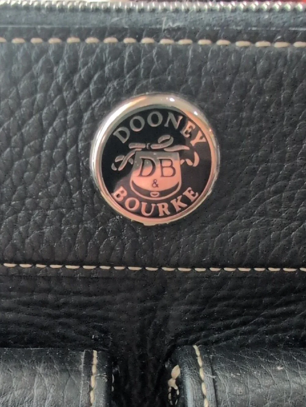 Dooney & Bourke Vintage Black Leather Double Pocket Briefcase Satchel